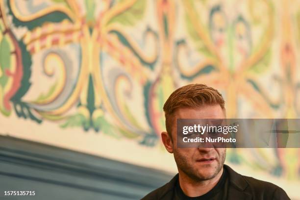 Jakub Blaszczykowski arrives at the Krakow City Office for a meeting with the Mayor of the City, where he receives the 'Honoris gratia' award, which...