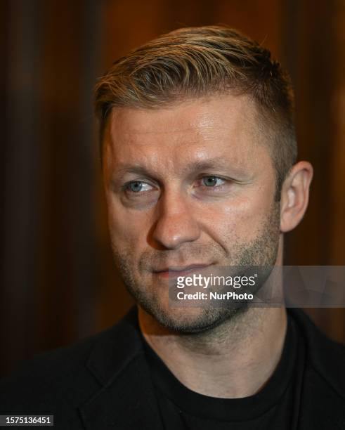 Jakub Blaszczykowski at the Krakow City Office during a meeting with the Mayor of the City, where he receives the 'Honoris gratia' award, which is...