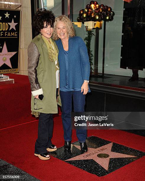 Carole Bayer Sager and Carole King attend King's induction into the Hollywood Walk of Fame December 3, 2012 in Hollywood, California.