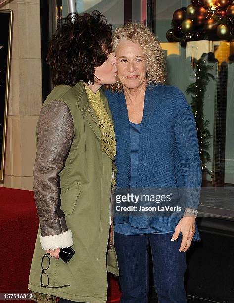 Carole Bayer Sager and Carole King attend King's induction into the Hollywood Walk of Fame December 3, 2012 in Hollywood, California.