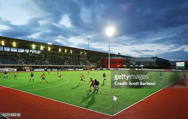 General view during the match between the Australia and Pakistan during day three of the Champions Trophy at the State Netball Hockey Centre on...