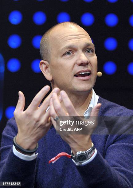 Tony Fadell, Founder and CEO of Nest Labs, Inc talks during the opening session of LeWeb12 on December 04, 2012 in Saint-Denis, near Paris. AFP PHOTO...