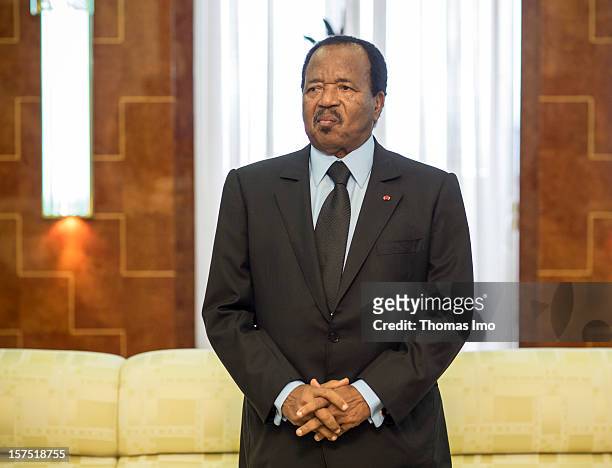 The President of Cameroon Paul Biya at a meeting on October 29, 2012 in the capital city of Yaounda, Cameroon.