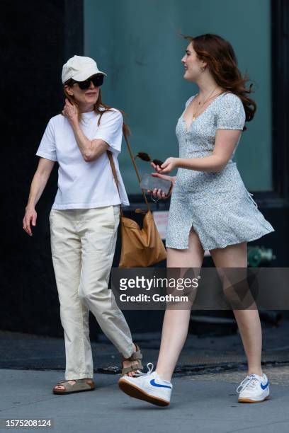 Julianne Moore and Liv Freundlich are seen in NoHo on July 27, 2023 in New York City.