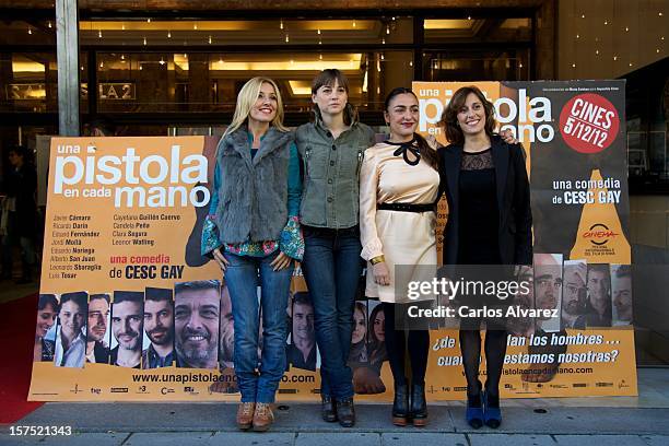 Spanish actresses Cayetana Guillen Cuervo, Leonor Watling, Candela Pena and Clara Segura attend the "Una Pistola en Cada Mano" photocall at the Roxy...