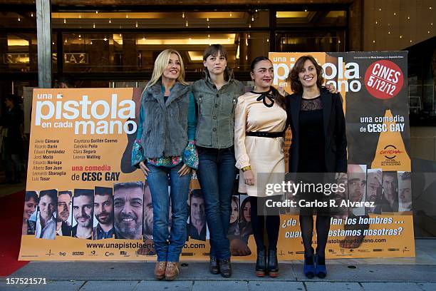 Spanish actresses Cayetana Guillen Cuervo, Leonor Watling, Candela Pena and Clara Segura attend the "Una Pistola en Cada Mano" photocall at the Roxy...