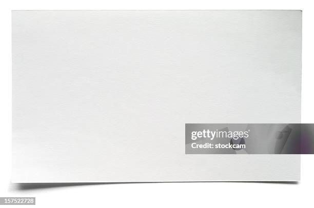 blanco aislado en blanco tarjeta de índice de tarjetas - encogido fotografías e imágenes de stock