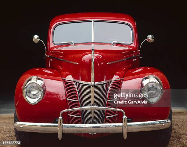 classic car-bright red,front view-close-up - alvis car stock pictures, royalty-free photos & images