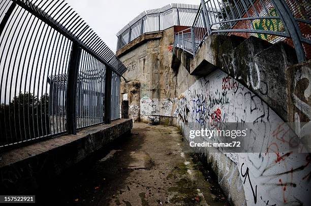 flak towers humboldthain, berlin - berlin graffiti stock pictures, royalty-free photos & images