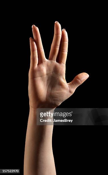 alien hand gesture - vulcan salute stock pictures, royalty-free photos & images