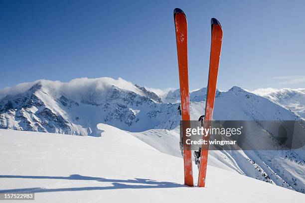 ski tour panorama - skiën stockfoto's en -beelden