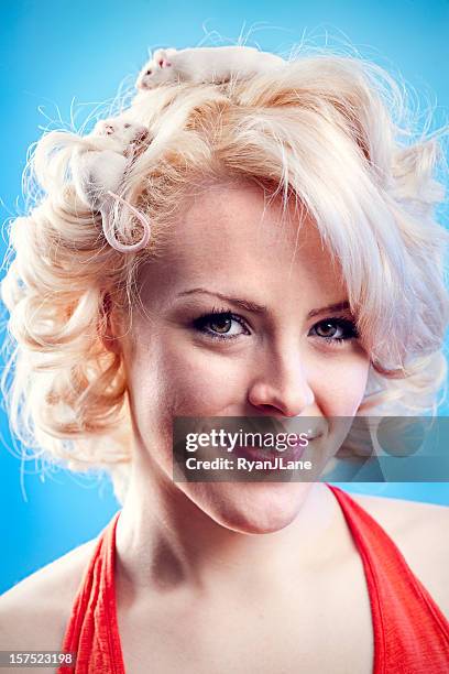 beautiful young woman with mouse hairstyle - actor headshot stock pictures, royalty-free photos & images