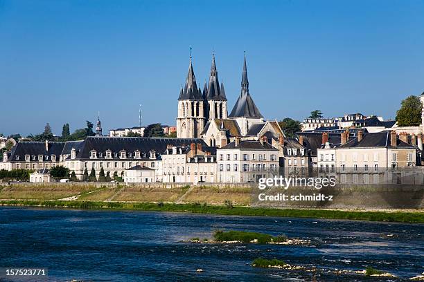 skyline of blois with the cathedral - blois stock pictures, royalty-free photos & images