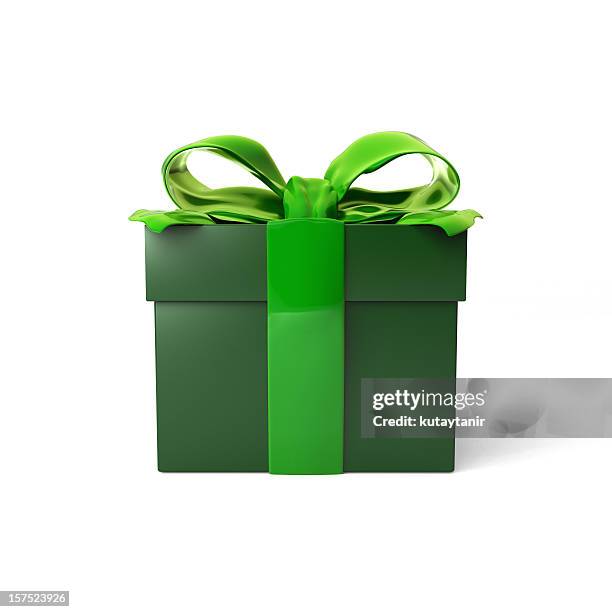 gift box - green colour stockfoto's en -beelden