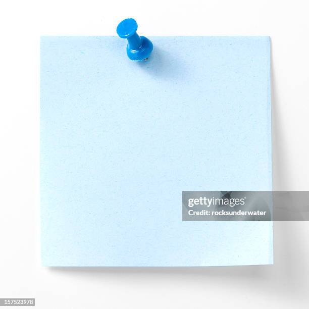 blue sticky note - sticky note push pin stock pictures, royalty-free photos & images