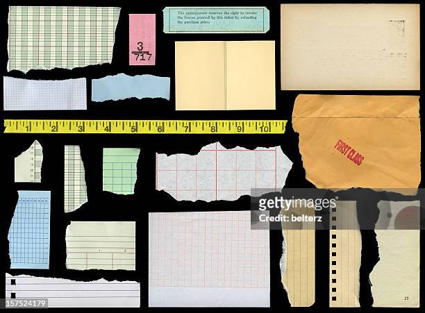 assorted paper elements - paper rip stockfoto's en -beelden