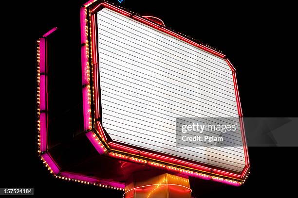 brightly lit billboard - luifel theater stockfoto's en -beelden