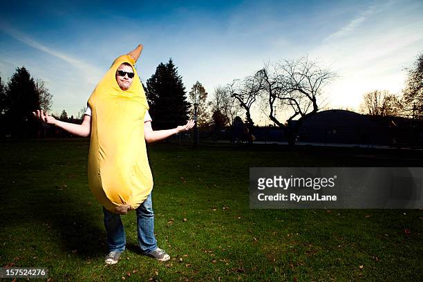 banana suit man - stage costume stock pictures, royalty-free photos & images