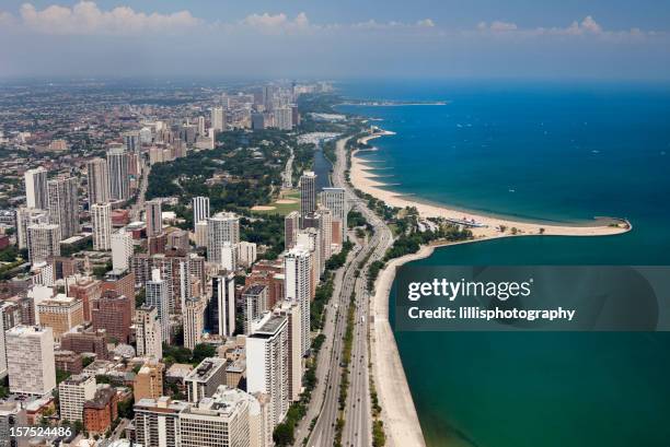 chicago lake shore drive - lake shore drive chicago stock-fotos und bilder