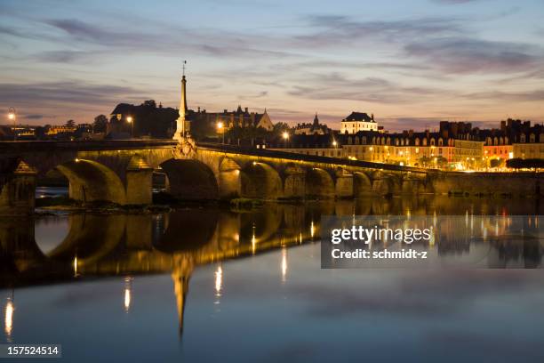 bridge of blois in twilight - blois stock pictures, royalty-free photos & images