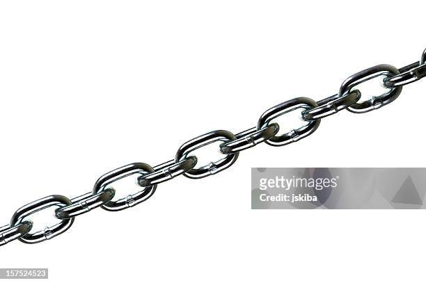 taunt stainless steel chain on white background - closeup - ketting stockfoto's en -beelden