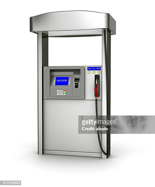 illustration of a silver fuel pump over a white background - gas pump stockfoto's en -beelden