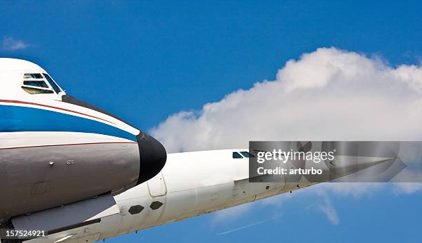 two airplane cockpits against blue sky - concorde in flight stock pictures, royalty-free photos & images