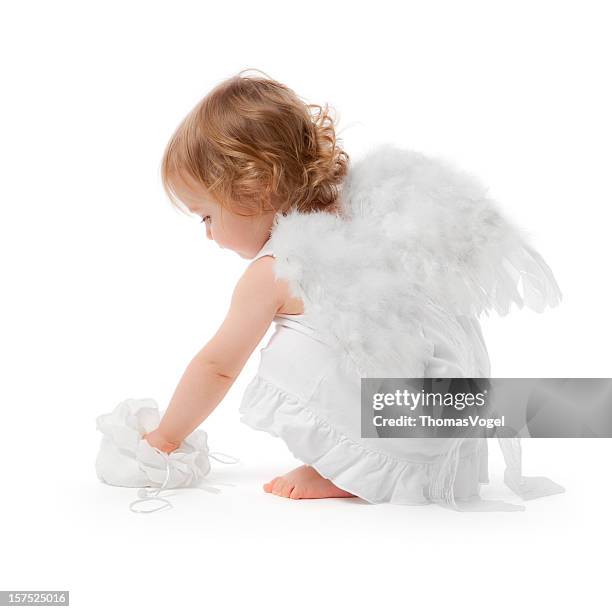 little angel girl - baby angel wings stock pictures, royalty-free photos & images