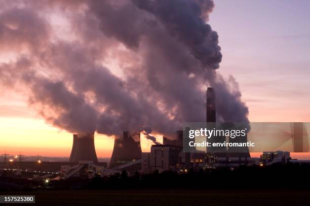 coal fueled power station. - air pollution stock pictures, royalty-free photos & images