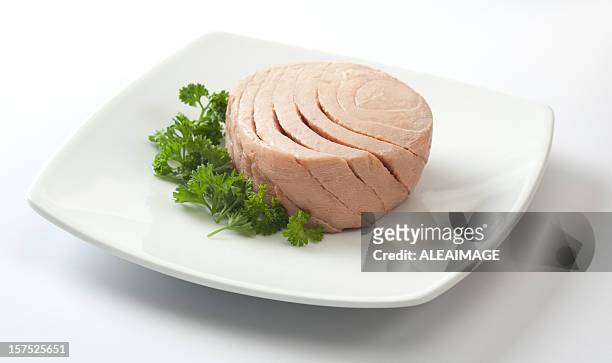 tuna - canned food on white stock pictures, royalty-free photos & images