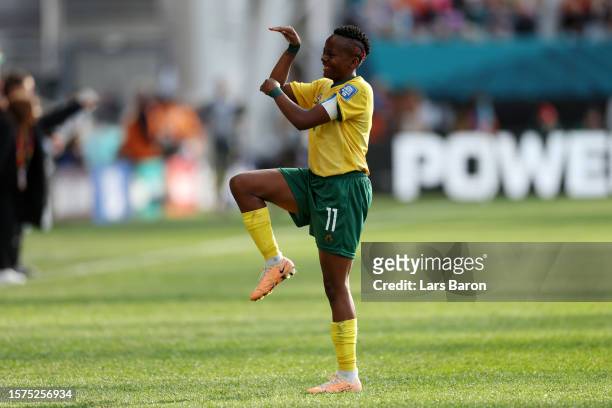 Thembi Kgatlana of South Africa celebrates after scoring her team's second goal during the FIFA Women's World Cup Australia & New Zealand 2023 Group...