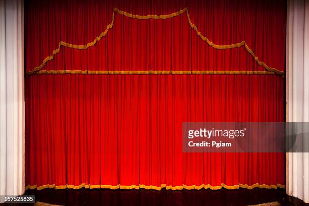 red theater performance stage - theatre awards stock pictures, royalty-free photos & images