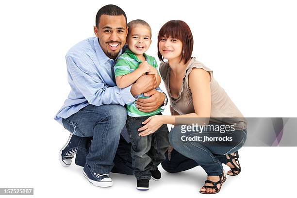 family of three on white - couple full length stock pictures, royalty-free photos & images