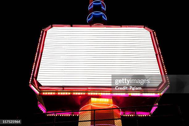 brightly lit billboard - blank marquee sign stock pictures, royalty-free photos & images