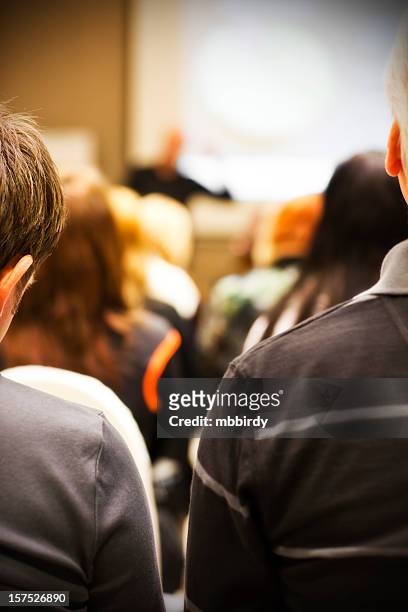 business conference with businessman talking to audience - awards gala press room stock pictures, royalty-free photos & images