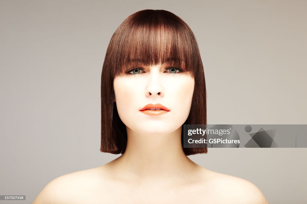 Attractive Young Woman with Bob Haircut