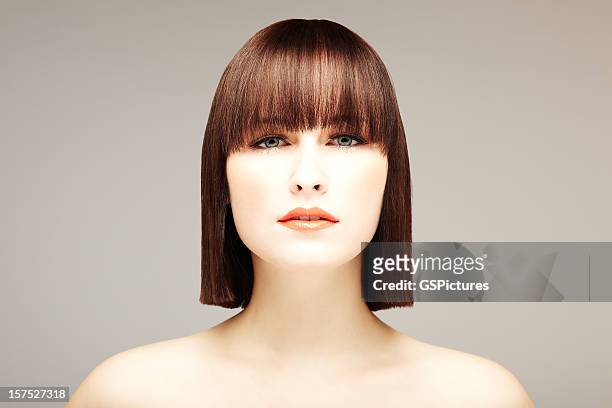 attractive young woman with bob haircut - short hair model stock pictures, royalty-free photos & images