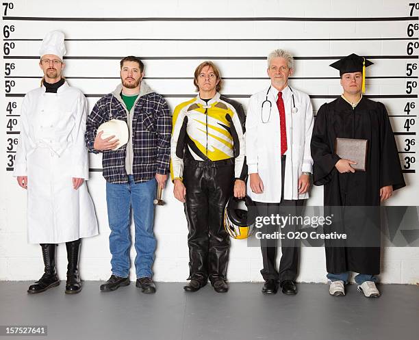 polizei-line-up - verschiedene berufe stock-fotos und bilder