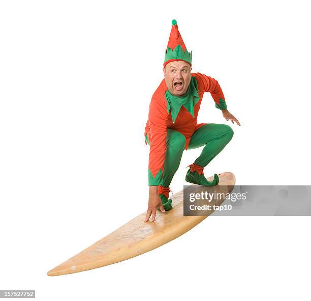 natale elf surf - folletto foto e immagini stock