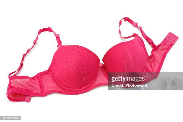 a pink bra on a white background - bra stock pictures, royalty-free photos & images