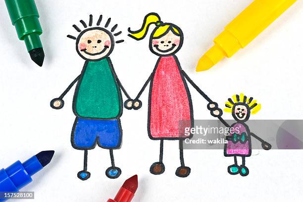 painted family illustration - woman smiley face stock pictures, royalty-free photos & images