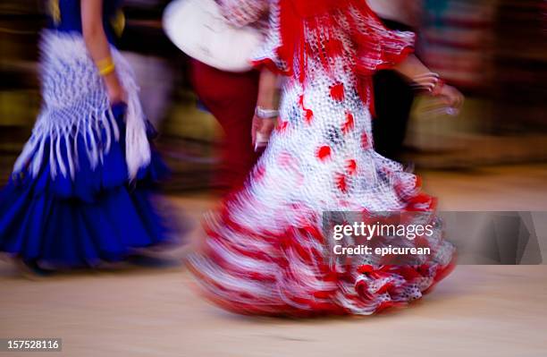 flamenco dress - motion blur - seville dancing stock pictures, royalty-free photos & images