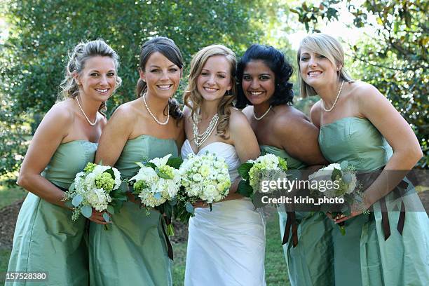 bridal party. - huwelijkspartij stockfoto's en -beelden