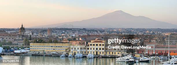 catania sicily and mount etna panorama (xxxl) - catania stock pictures, royalty-free photos & images