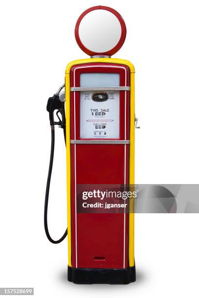 50s style red gas pump - 50 meter stock pictures, royalty-free photos & images