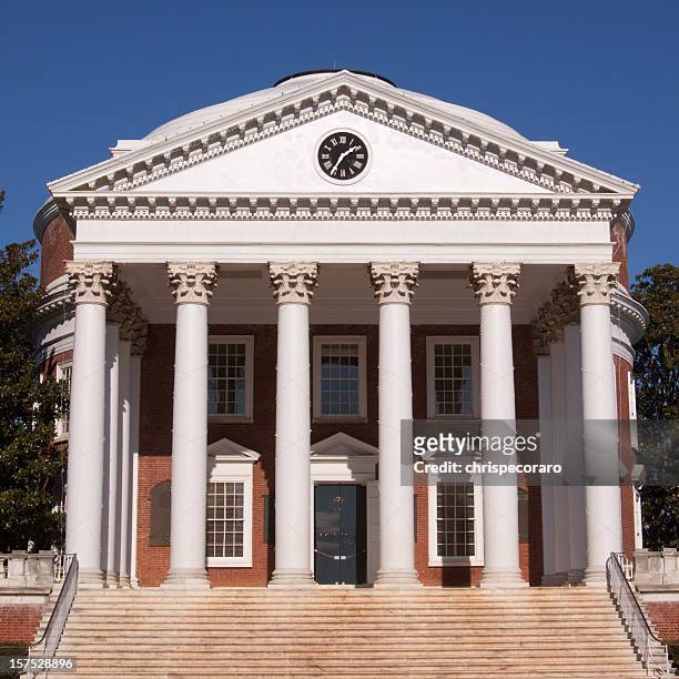 federalist building with six white columns - charlottesville stock pictures, royalty-free photos & images