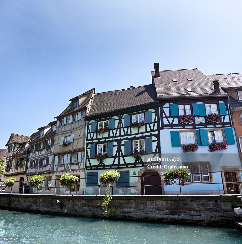 Blue sky over old town of Colmar in France