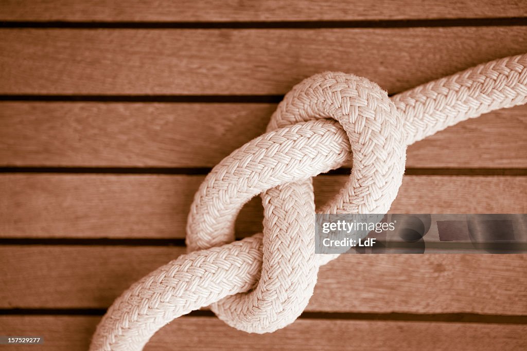 Eight knot on a sail boat deck