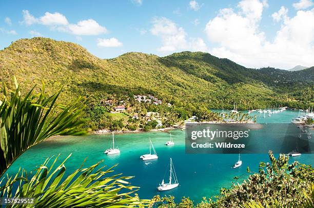 marigot bay, st. lucia - karibik stock-fotos und bilder