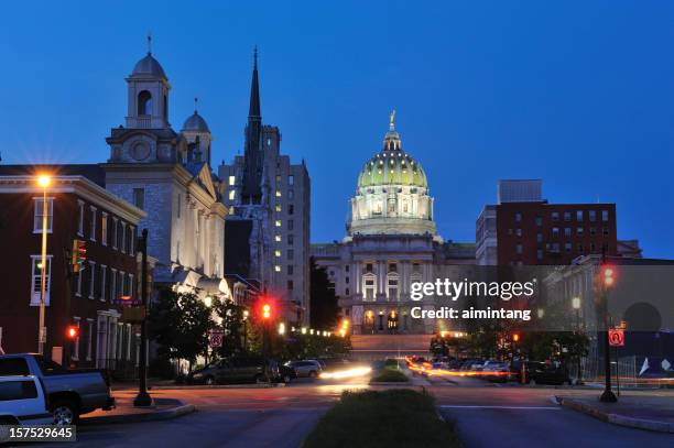 harrisburg - capitólio-estatal-de-pensilvânia imagens e fotografias de stock